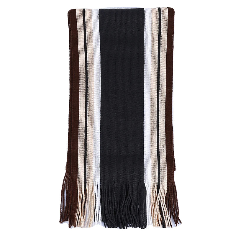Men's Scarf Winter Comfortable Soft Warm Wool Windbreak Cold-proof Youth Fashion Casual Stripe Male Knitted Scarf