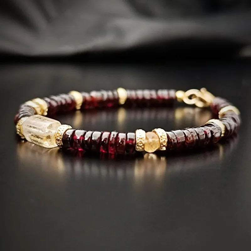 Bracelets suitable for both men and women, ruby and citrine. A gift for him or her. Minimalism