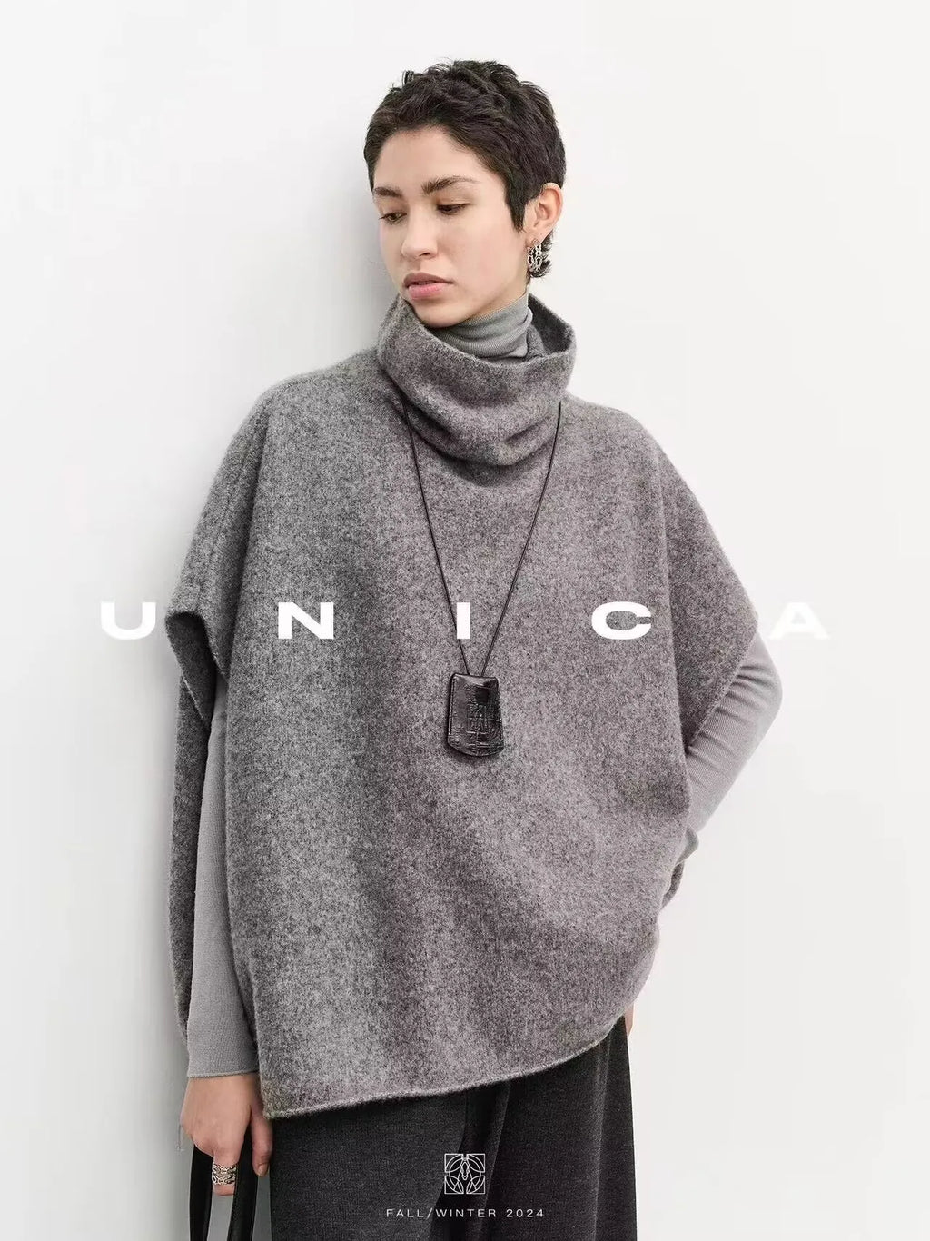 Women's New Shawl Cape High Neck Knitted Scarf 100% Wool Autumn Winter Loose Warm Sweater Versatile Fashion Outerwear Bat Shirts