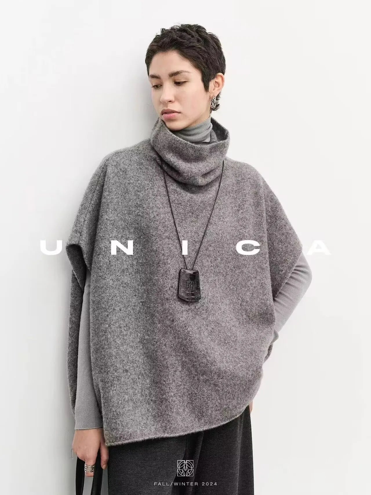 Women's New Shawl Cape High Neck Knitted Scarf 100% Wool Autumn Winter Loose Warm Sweater Versatile Fashion Outerwear Bat Shirts