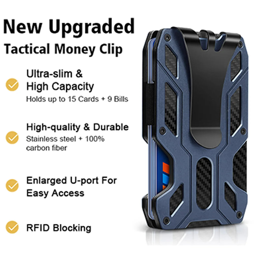 Mens Slim Wallet With Money Clip: Minimalist Anti theft Blocking Credit Card Holder Front Pocket Wallets