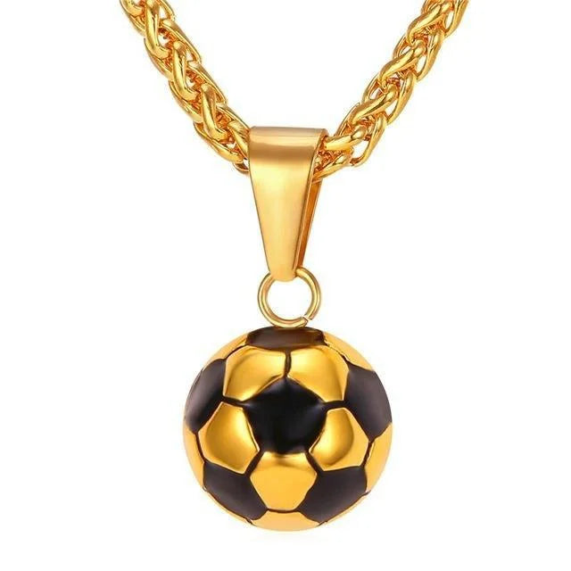 Football Necklace Men's Titanium Steel Non Fading Creative Sports Style European And American Stainless Steel Jewelry Pendant