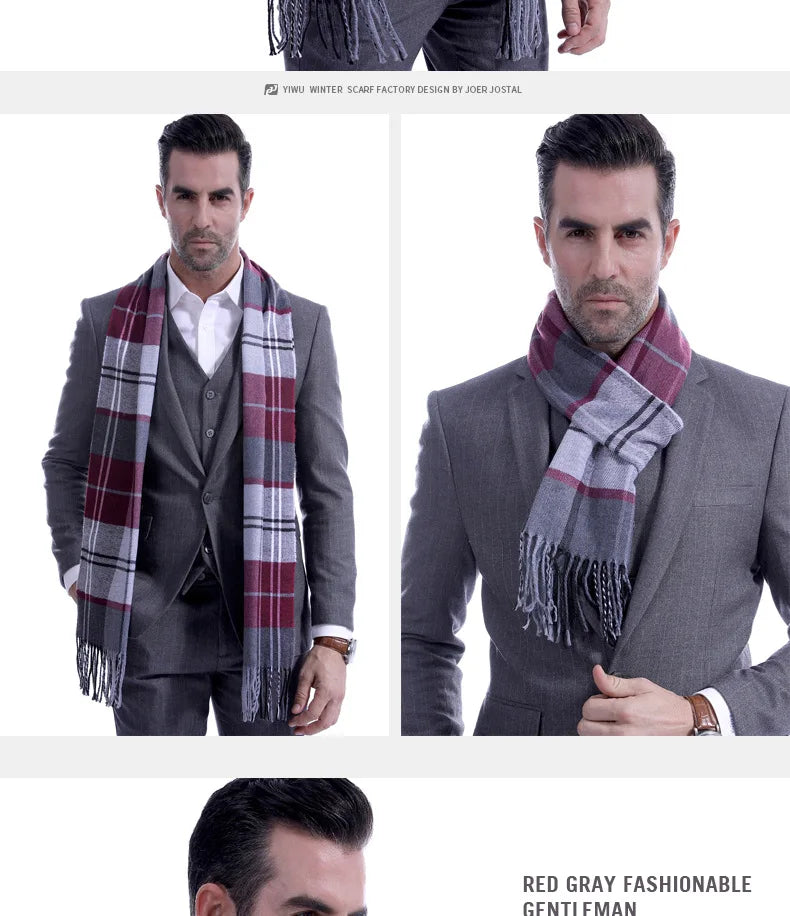 Classic Scarf for Man Winter Imitation Cashmere Scarves Luxury Brand Scarfs Keep Warm Outdoor Neckerchief Men Shawl Wrap Gift