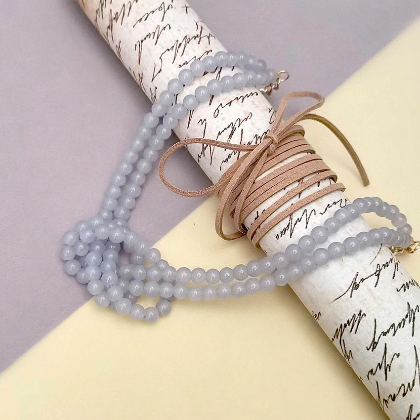 Women's 2 Strand Glass Beaded Knotted Pendant Necklace for Women Everyday Wear Statement Fashion Jewelry Gifts Free Shipping