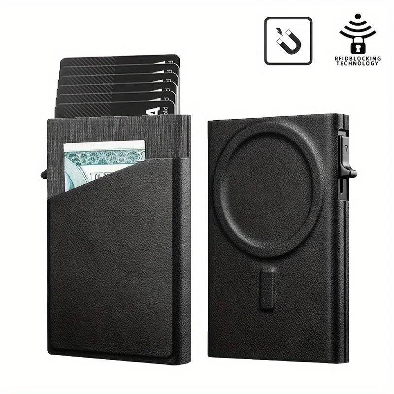 Slim Wallet for Men - Minimalist Mens Wallet Pop up Card Holder with RFID Blocking and Money Pocket Wallets Stealth Wallet Gifts