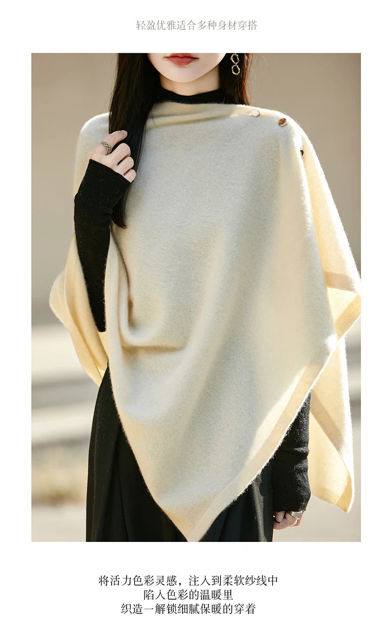 WinvyNee Winter Women's Long Solid Shawl Wraps 100% Wool Scarf Women Luxury Buttons Warm Thick Soft Scarves for ladies G1673004