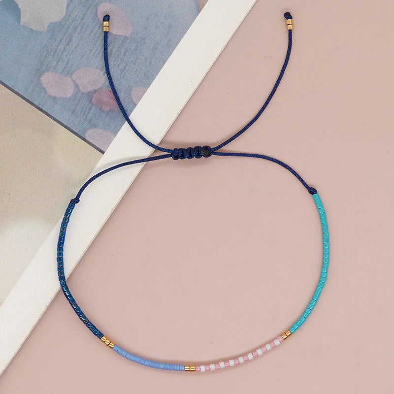 Simple Handmade Beaded Bracelets For Women Girls Bohemian Style Colorful Adjustable Bracelet Jewelry