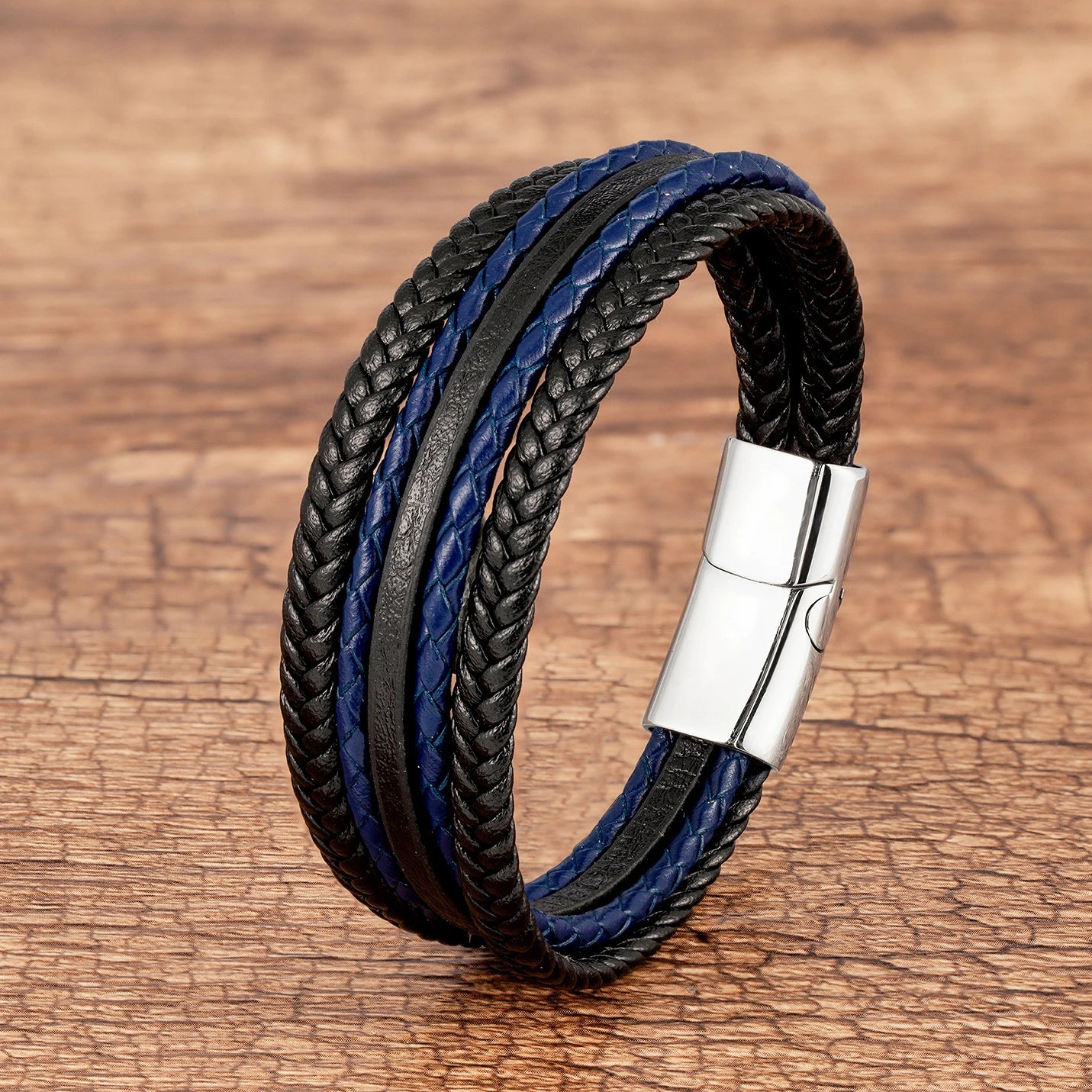 Classic Multilayer Weave Rope Men's Wrap Bracelet Vintage Black Red Genuine Leather Bracelet On Hand Male Wristband Jewelry