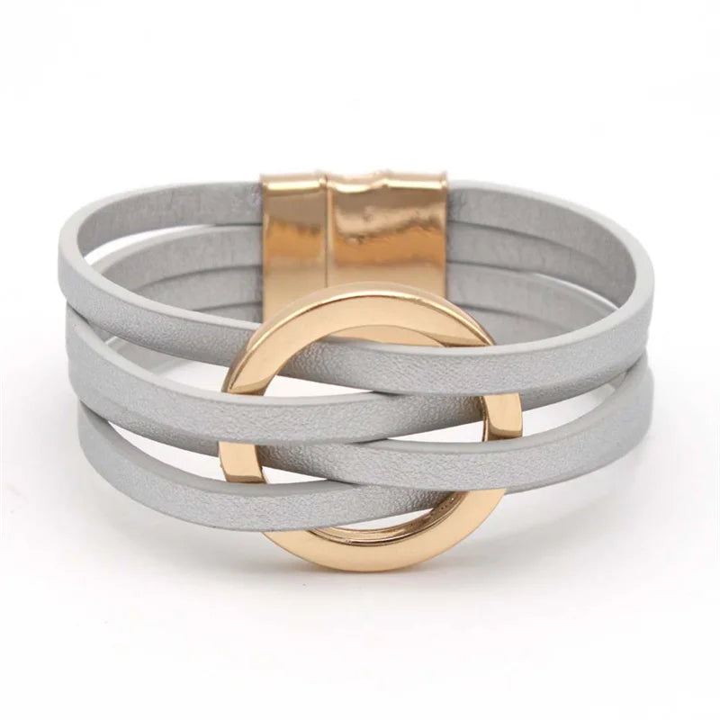 Leather Bracelets For Women 2026 Fashion Bracelets & Bangles Elegant Multilayer Wide Wrap Bracelet Female Jewelry Gift