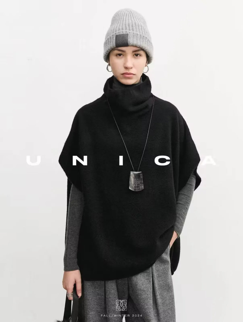 Women's New Shawl Cape High Neck Knitted Scarf 100% Wool Autumn Winter Loose Warm Sweater Versatile Fashion Outerwear Bat Shirts
