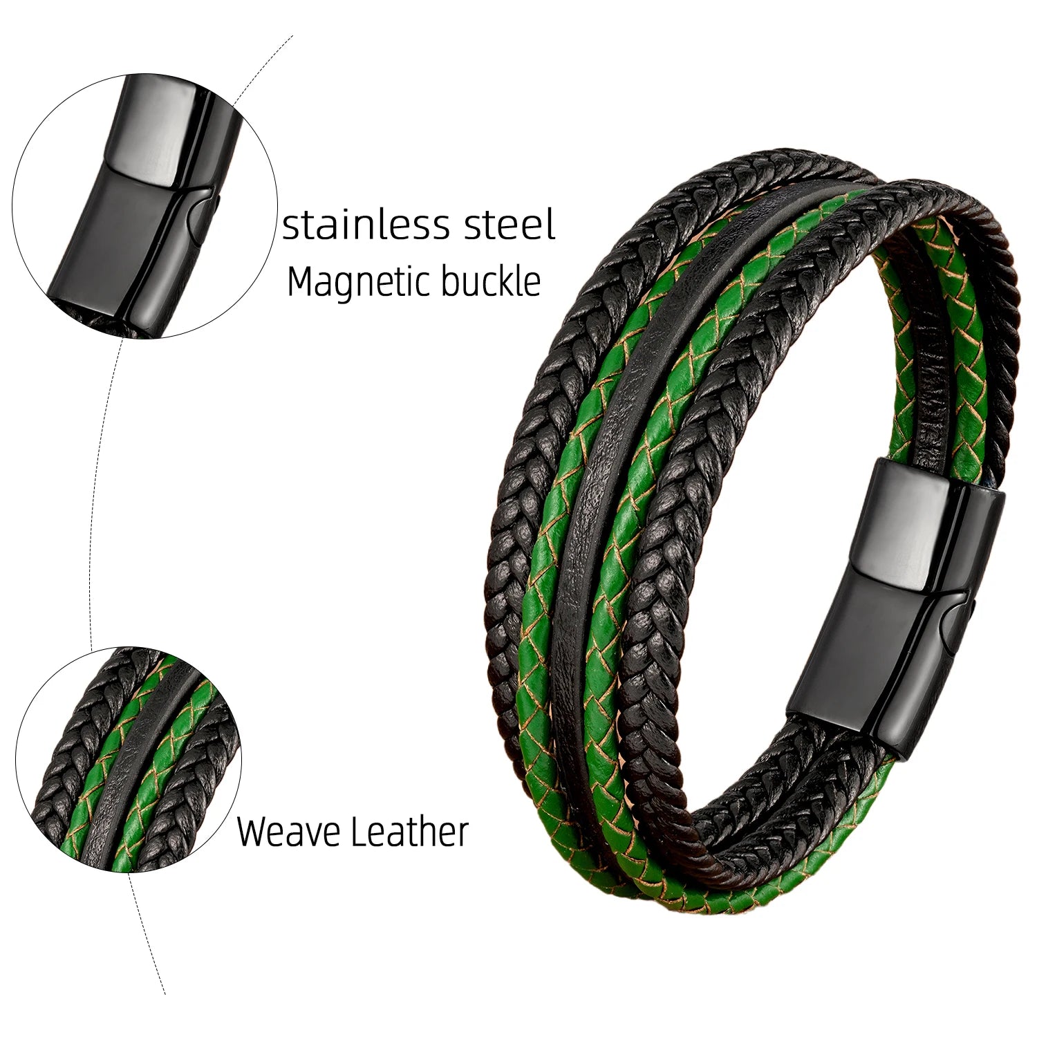 Classic Multilayer Weave Rope Men's Wrap Bracelet Vintage Black Red Genuine Leather Bracelet On Hand Male Wristband Jewelry