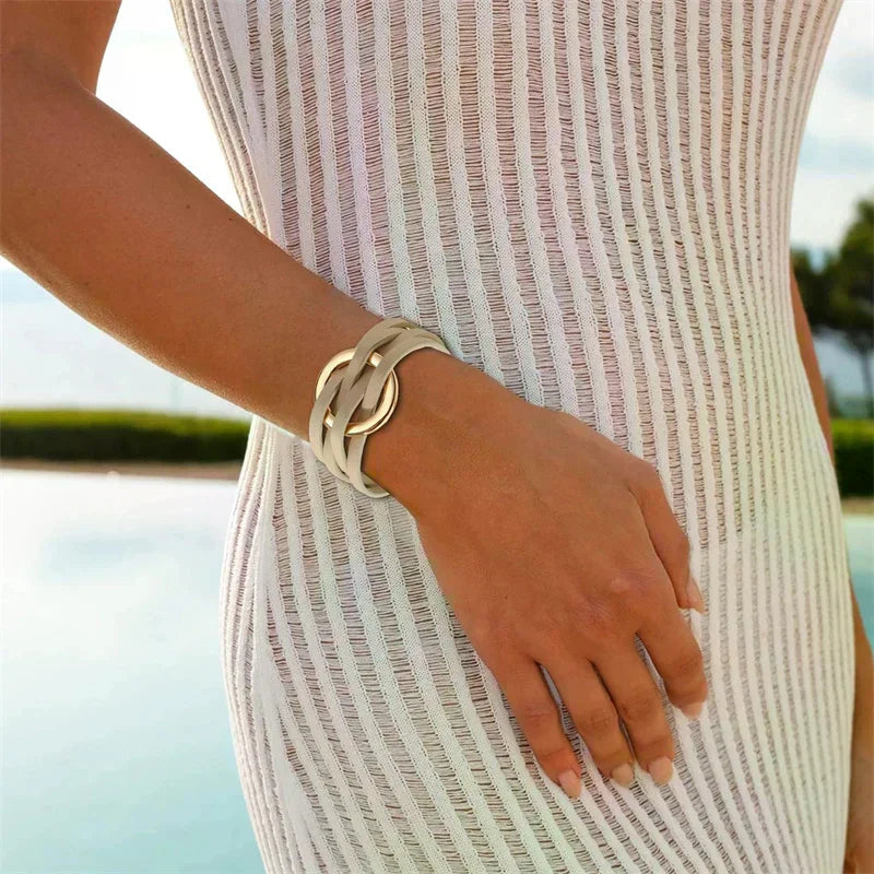 Leather Bracelets For Women 2026 Fashion Bracelets & Bangles Elegant Multilayer Wide Wrap Bracelet Female Jewelry Gift