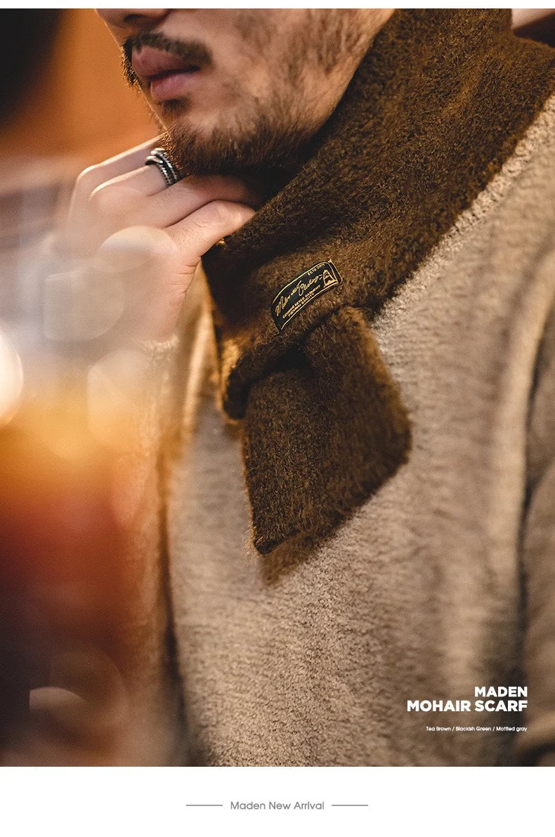 Maden Workwear Japanese Sle Retro Knitted Scarf Windproof Warm Woolen Men's Women's  Color Ne Warmer Autumn Winter