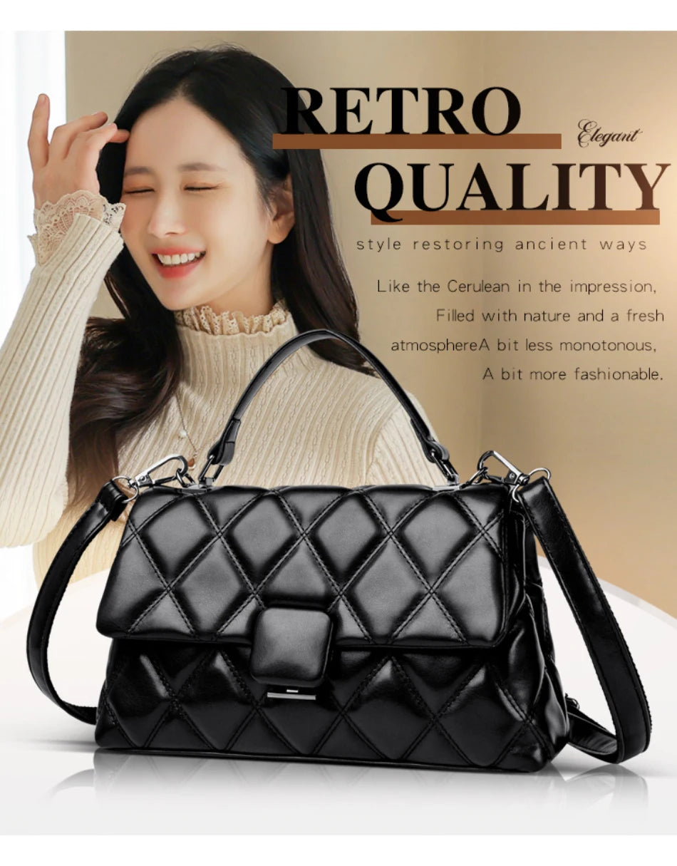 Fashionable Women Handbag Retro Trendy Women's Shoulder Bag High Quality Soft Leather Women's Square Bags Famous Designer Wallet