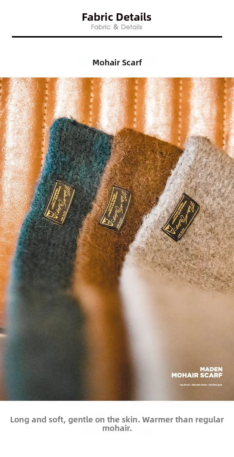 Maden Workwear Japanese Sle Retro Knitted Scarf Windproof Warm Woolen Men's Women's  Color Ne Warmer Autumn Winter