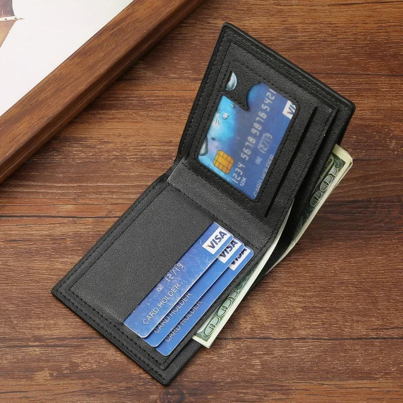 Men's Wallet Casual Short Wallets Youth Fashion Soft PU Leather Business Credit ID Card Holder Billfold Purse Mini Money Bag
