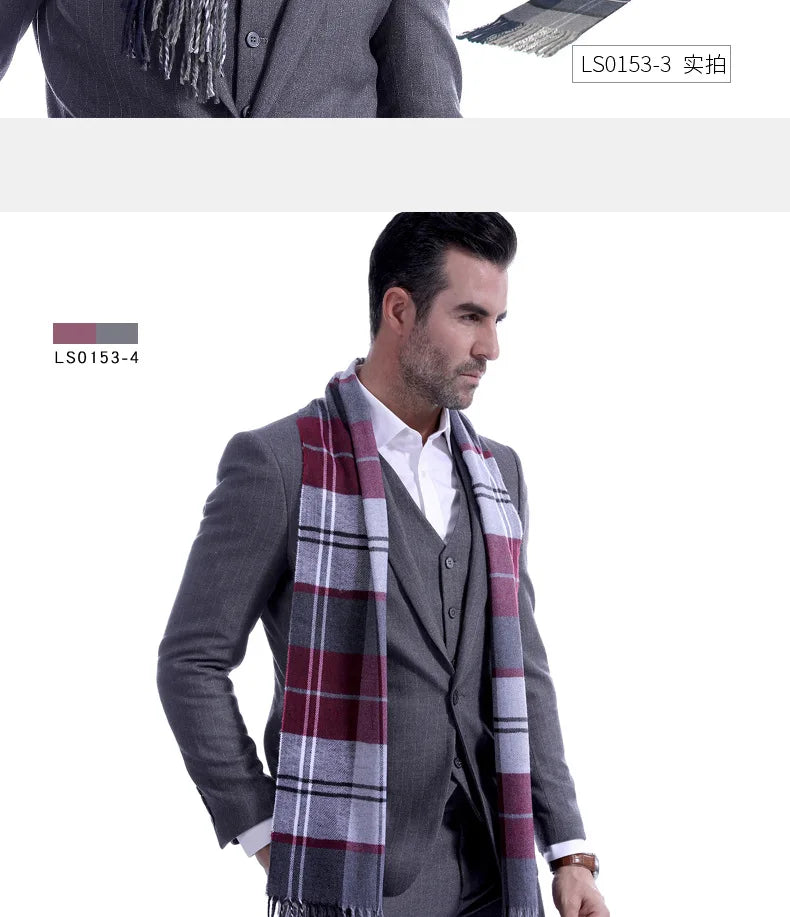 Classic Scarf for Man Winter Imitation Cashmere Scarves Luxury Brand Scarfs Keep Warm Outdoor Neckerchief Men Shawl Wrap Gift