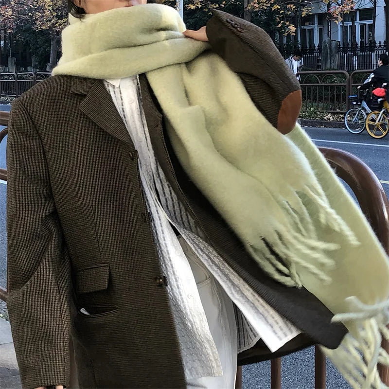 Women Thick Shawl Wraps Scarf Winter Warm Fashion Solid Color Pashmina Scarves Long Tassel Hijab Stoles Bufanda Mujer