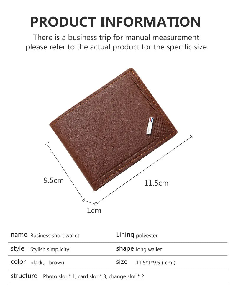 Slim Wallets for Men Rfid Blocking Money Clip Men's Youth Luxury Short Leather Card Holder Thin Minimalist Bifold Man Wallet