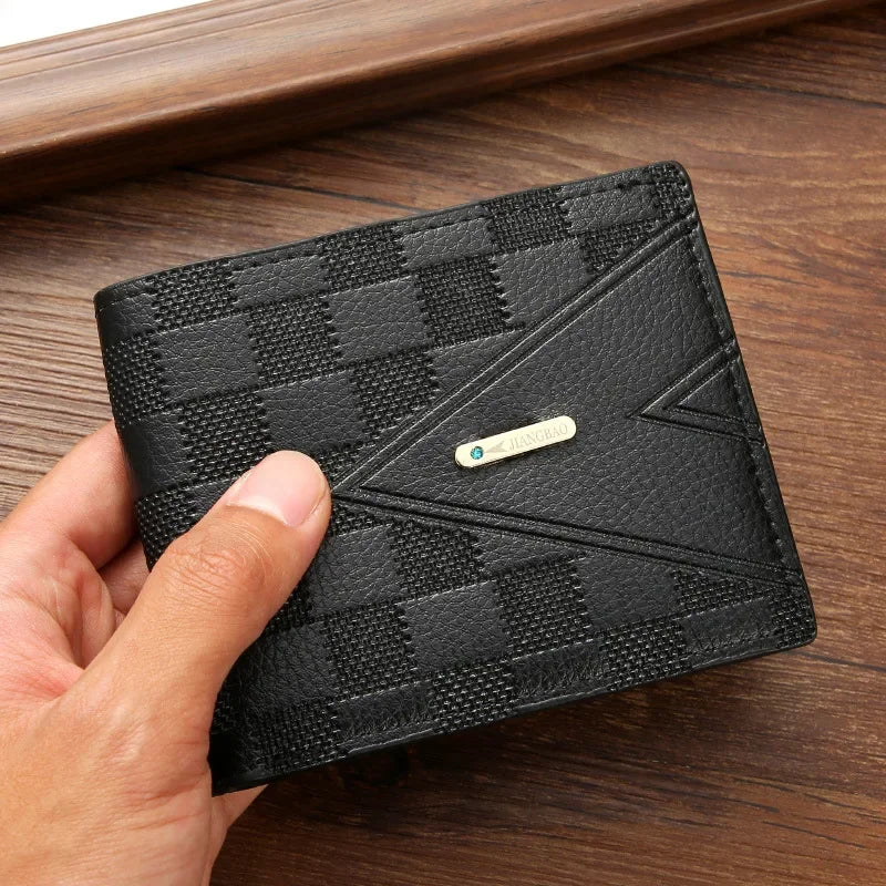 Men's Wallet Casual Short Wallets Youth Fashion Soft PU Leather Business Credit ID Card Holder Billfold Purse Mini Money Bag