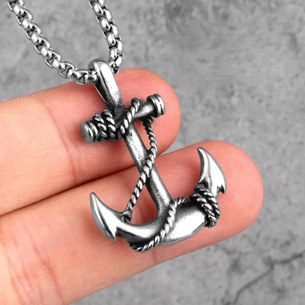 New Personalized Creative Trend Sea Anchor Sailor Men's Necklace Pendant Punk Rock Hip Hop Unique Boys Fashion Party JewelryGift