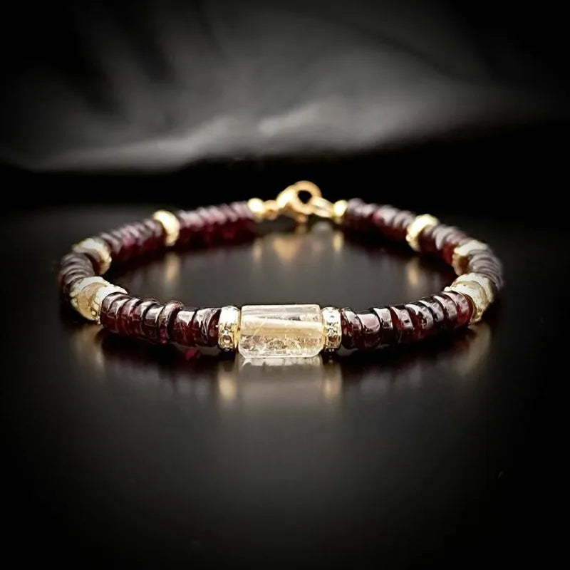 Bracelets suitable for both men and women, ruby and citrine. A gift for him or her. Minimalism
