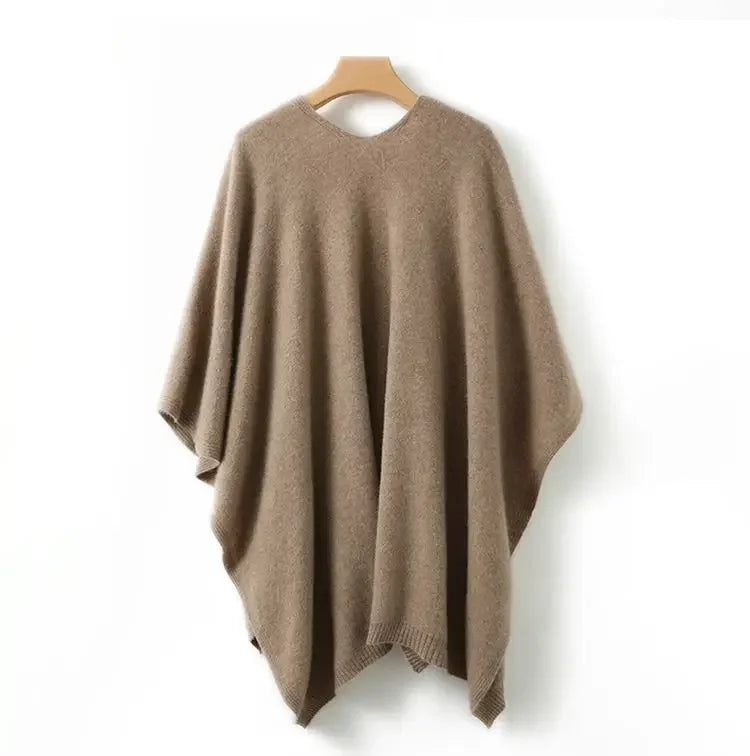 Shawl Cape Sweater Cardigan Women's 2024 Spring and Autumn New Style Outerwear Loose Knit Sweater Jacket Medium Long Style