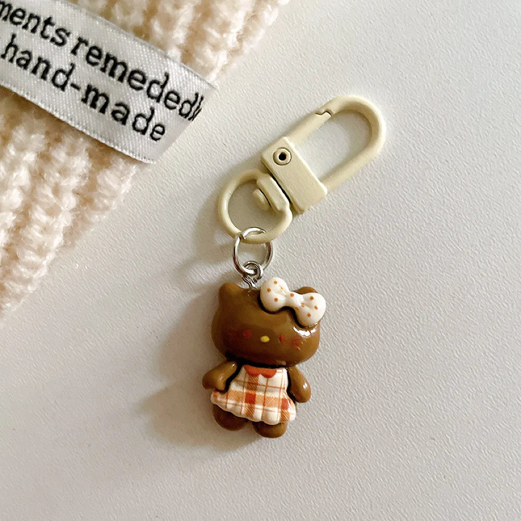 Hot Selling Cute Plaid Skirt Cat Keychain Pendant Cartoon Girl Backpack Hanging Accessories Student Best Friend Gifts