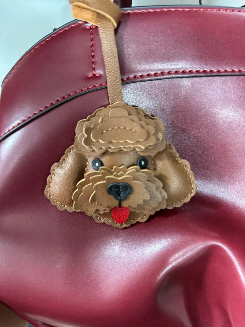 Luxury Design Genuine Leather Handmade Pendant Bag Accessories Cute Car Hangings Keychain Bag Charms Cute Animal Bag Decorations