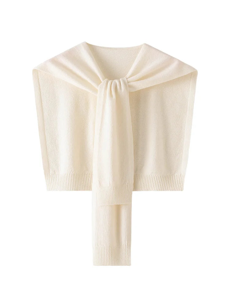 ADDONEE 100% Merino Wool Knitted Shawl For Women Autumn Winter Simple Style Solid Soft Knitwear Korean Popular Cappa Fashion Top