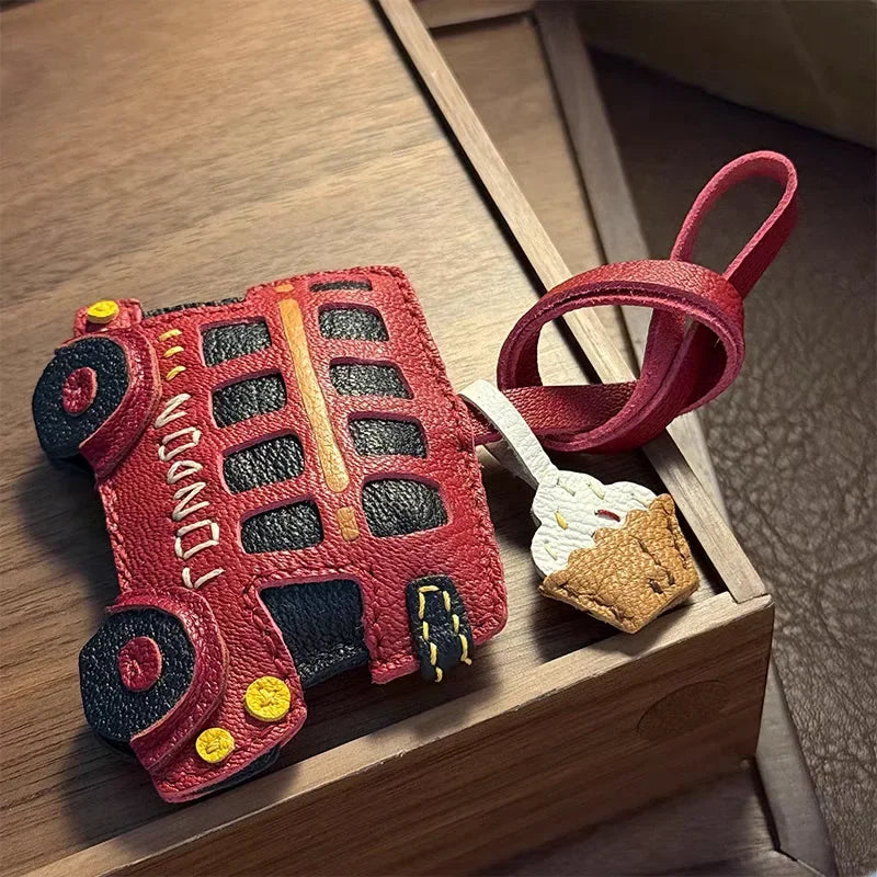 Luxury Design Genuine Leather Handmade Pendant Bag Accessories Cute Car Hangings Keychain Bag Charms Cute Animal Bag Decorations