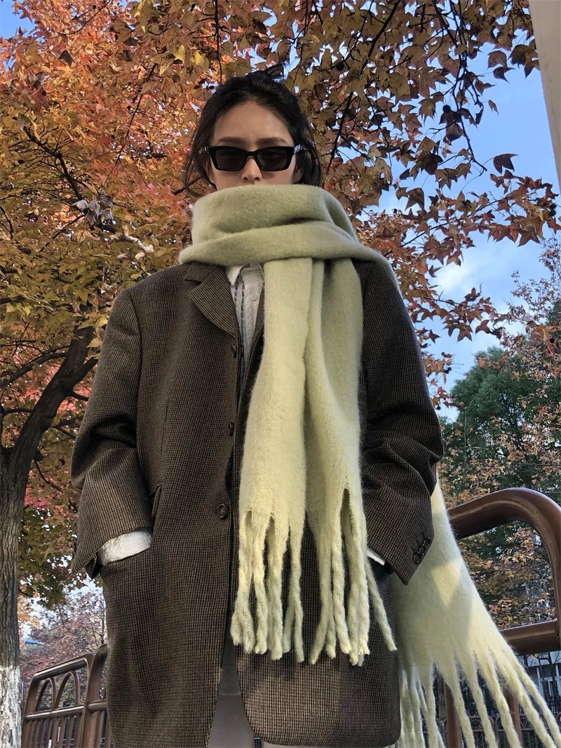 Women Thick Shawl Wraps Scarf Winter Warm Fashion Solid Color Pashmina Scarves Long Tassel Hijab Stoles Bufanda Mujer