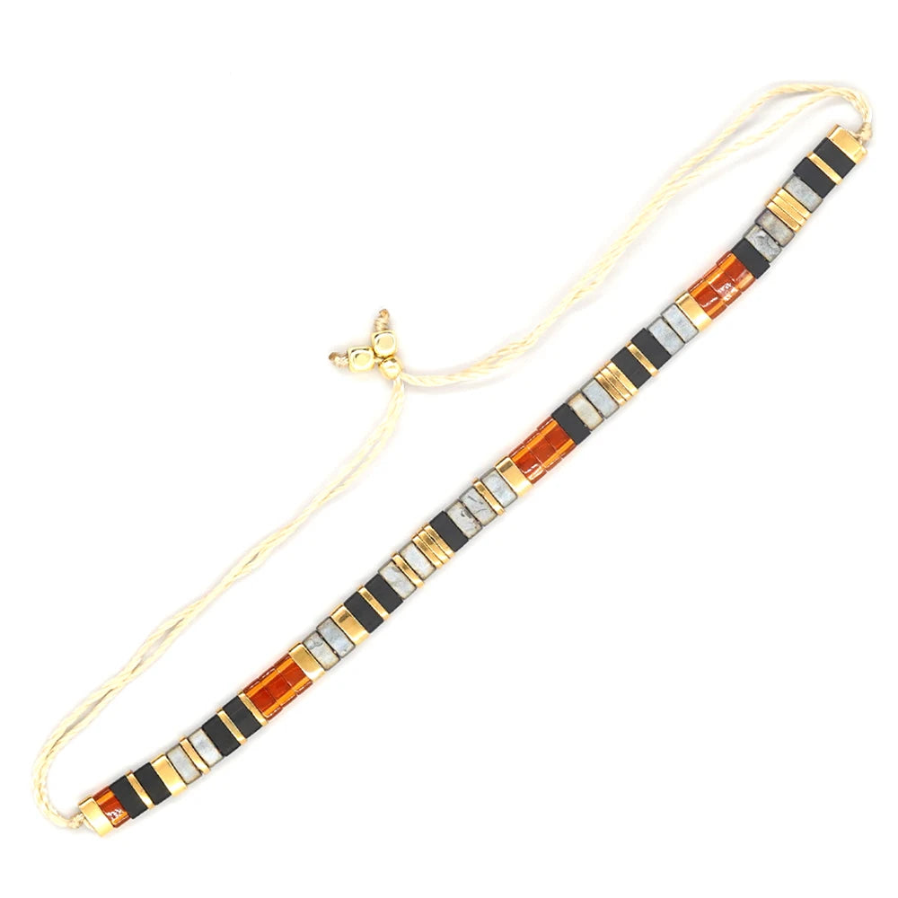 Beaded Bracelet Boho Style Handmade Woven Adjustable Thread for Women Yoga Jewelry Ladies Accessories Birthday Gifts Party New