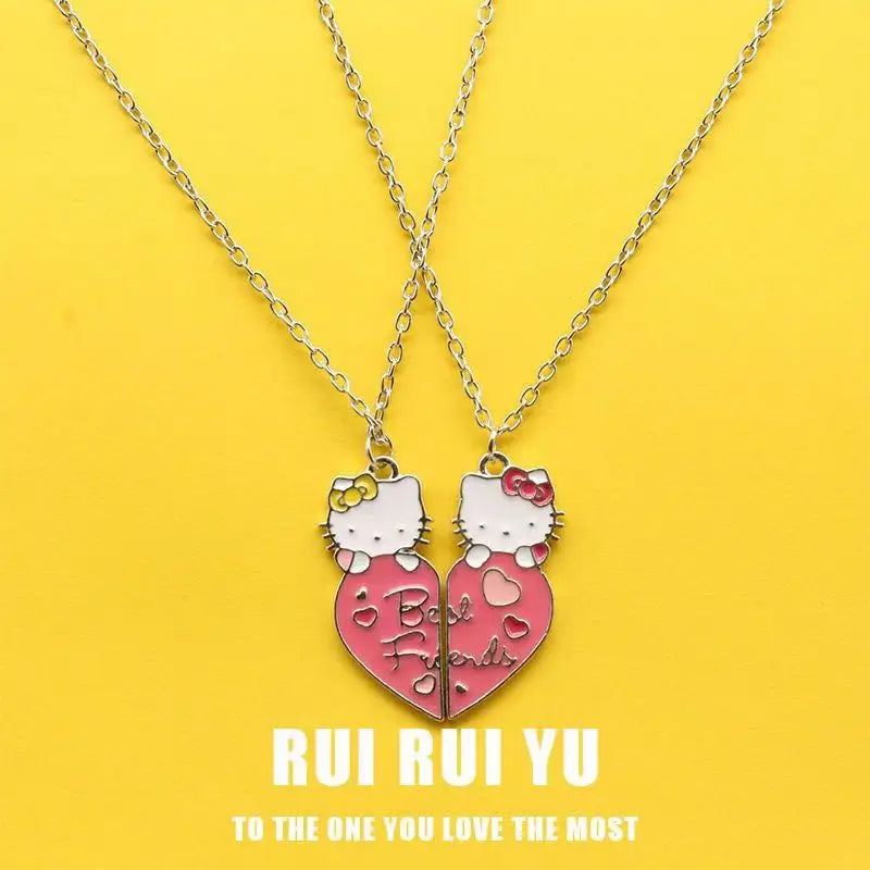Sanrio Hello Kitty Cute Cartoon Student Kawaii Sweet Creative Fashion Versatile Accessories Couple Best Friend Color Necklace