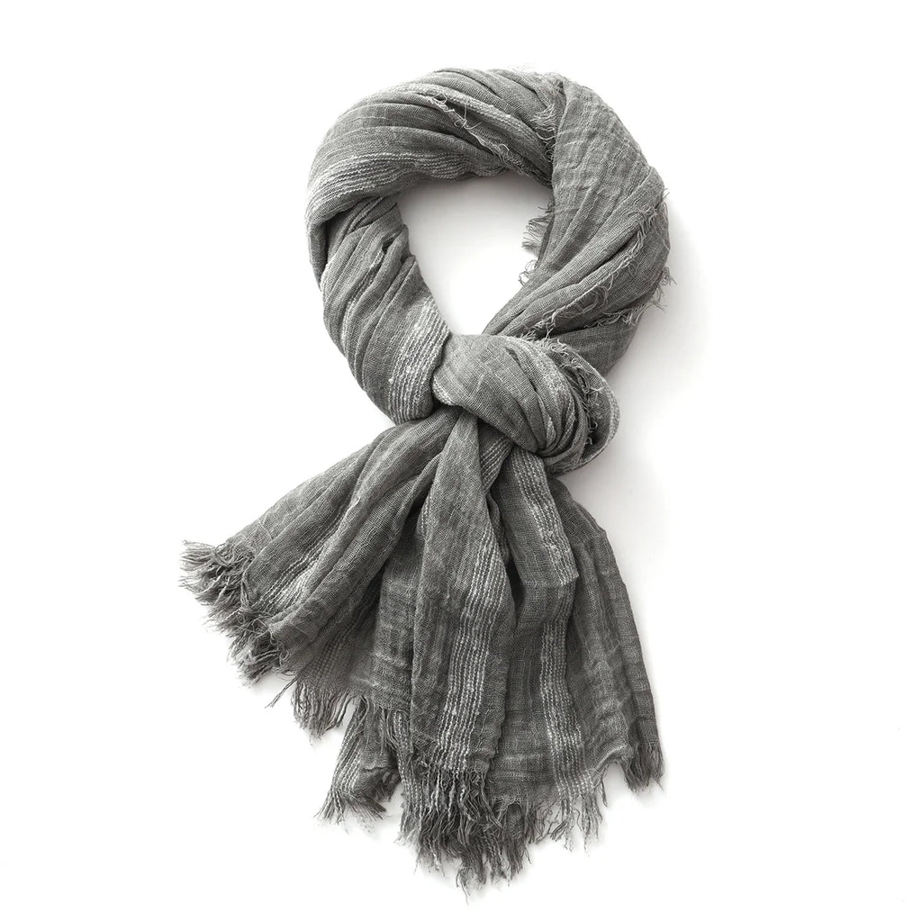 وشاح قطني كتاني مخطط للرجال والنساء، ناعم ودافئ، وشاح قصير مزين بشرابات، إكسسوارات رجالية، شالات بوفانادا