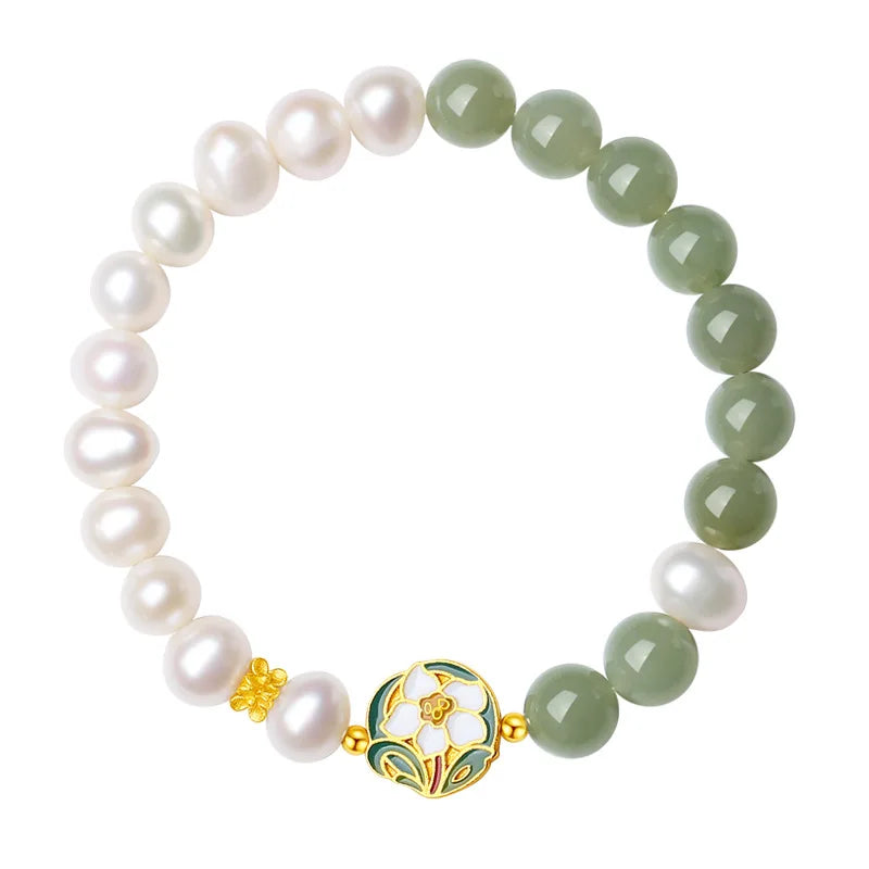 Women's Handmade Bracelet Round Beads With S925 Silver Gold-Plated Enamel - Multiple Styles Straight For Birthday Gift