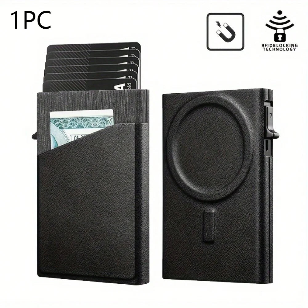 Slim Wallet for Men - Minimalist Mens Wallet Pop up Card Holder with RFID Blocking and Money Pocket Wallets Stealth Wallet Gifts