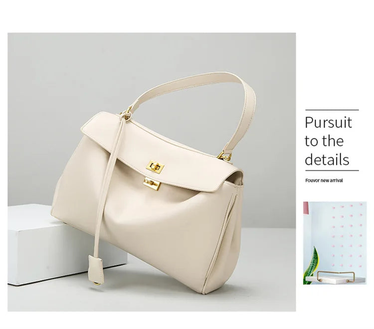 Fashionable Women's Bags, Textured Shoulder Bags, Large-Capacity Tote Bags, High-End Commuter Bags, Water-Repellent Crossbody Bags, Solid Color Handbags, Horizontal Square Casual Bags