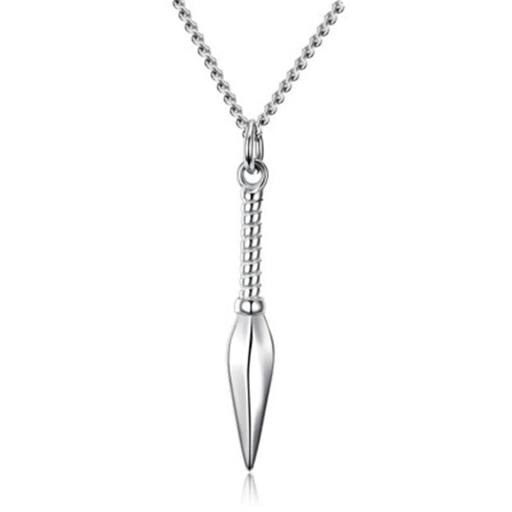 Men's Cool Titanium Steel Spearhead Long Necklace Hip Hop Punk Rock Arrow Head Link Chain Pendant Necklaces Jewelry Gift