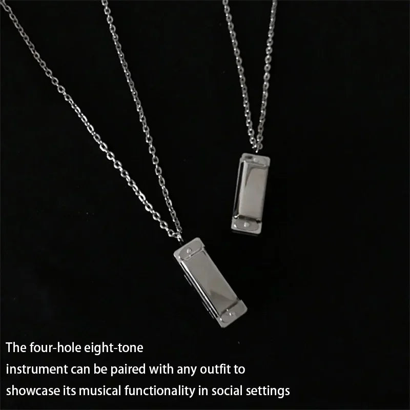 Mini Harmonica Necklace Men and Women Niche Design Sense Pendant Musical Can Blow The Sound Senior Creative Little Instruments
