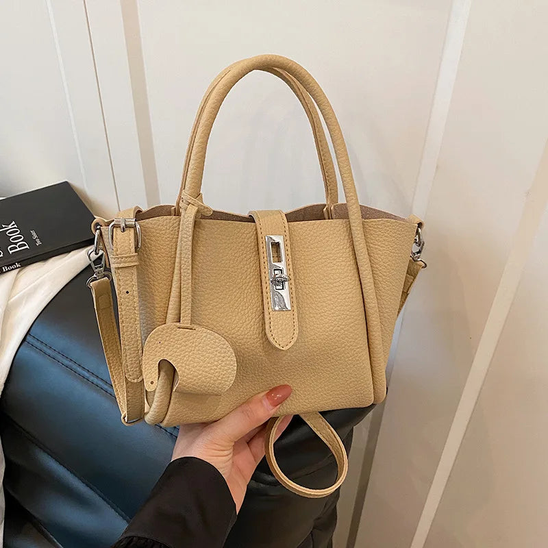 Fashion Design Women Bucket Bag Brand Trendy Basket Bag Versatile Simple Solid Color Texture Women's Bag Shoulder Crossbody Bag