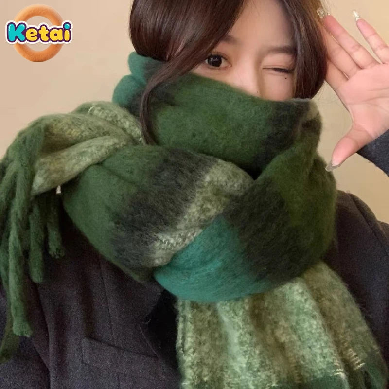 Elegant Scarf for Women in Winter, Solid Color, Versatile, Student High End, Thickened Warm Scarf, Fashionable Women's Scarf