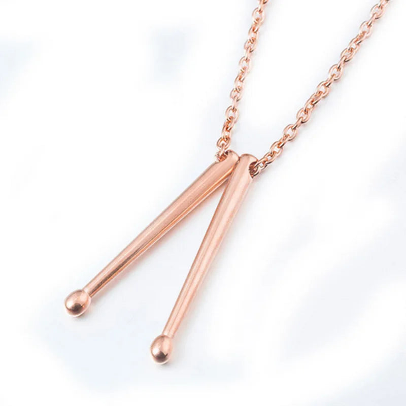 Men Necklace Rockers Jazz Band Drum Necklace Pendant Drummers Snare Drums Stick Alloy Pendant Chain Jewelry Gift