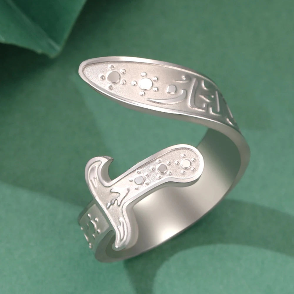 Dawapara Imam Ali Zulfiqar Sword Jewelry Set Arabic Necklace Ring Islamic Muslim Jewelry Stainless Steel  Religious Gift
