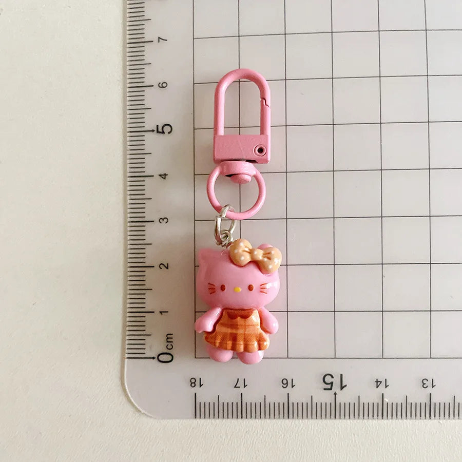 Hot Selling Cute Plaid Skirt Cat Keychain Pendant Cartoon Girl Backpack Hanging Accessories Student Best Friend Gifts