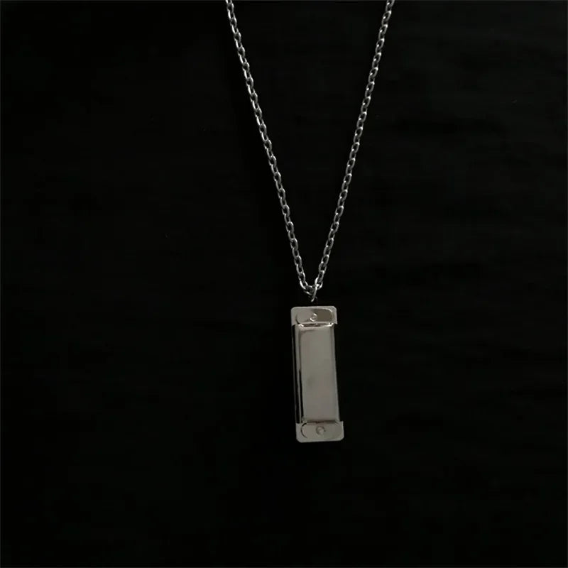 Mini Harmonica Necklace Men and Women Niche Design Sense Pendant Musical Can Blow The Sound Senior Creative Little Instruments