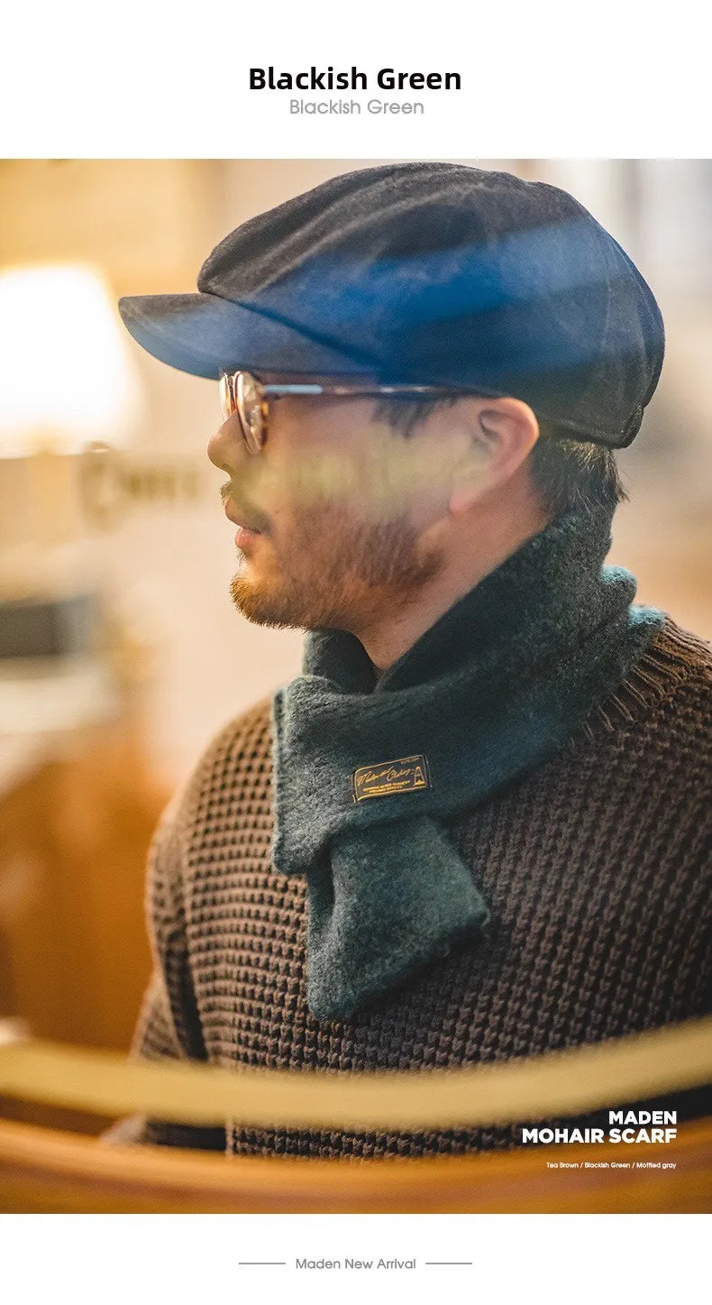 Maden Workwear Japanese Sle Retro Knitted Scarf Windproof Warm Woolen Men's Women's  Color Ne Warmer Autumn Winter