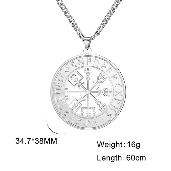 Vintage Nordic Rune Necklaces for Men Stainless Steel Norse Runes Viking Jewerly Pagan Elder Futhark Pendant Amulet Talisman