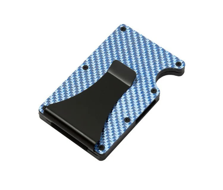 محفظة نحيفة للرجال - محفظة بسيطة مزودة بجيب أمامي ومانعة لتقنية تحديد الهوية بموجات الراديو - محفظة معدنية مع مشبك نقود للرجال (ألياف الكربون) 