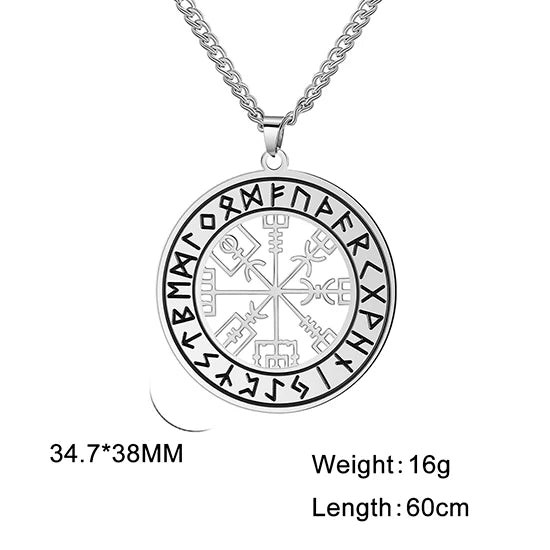 Vintage Nordic Rune Necklaces for Men Stainless Steel Norse Runes Viking Jewerly Pagan Elder Futhark Pendant Amulet Talisman